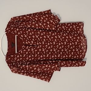 Ann Taylor maroon floral blouse